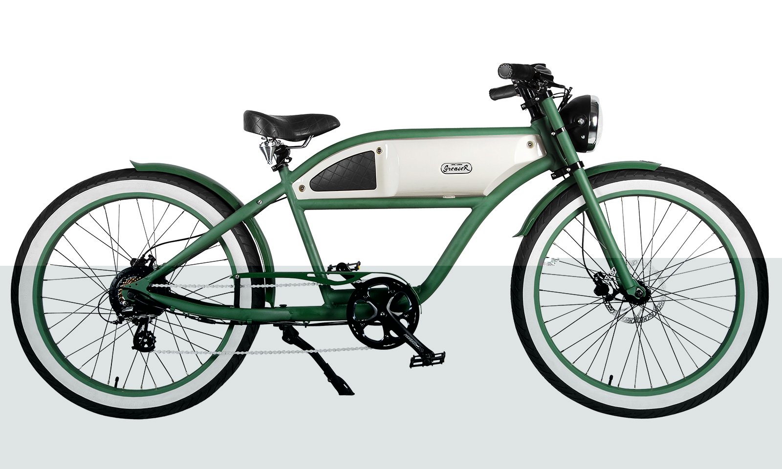 Green White Tank Black Accents White Wall Tire